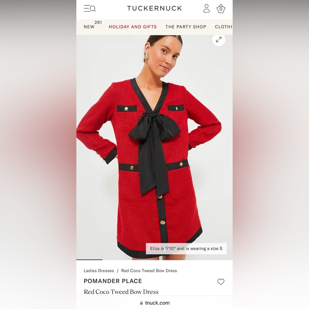 Red Coco Tweed Bow Dress